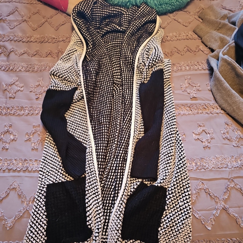 Black and White Knit Cardigan